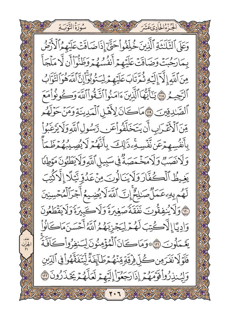صفحة 206 من القرآن الكريم