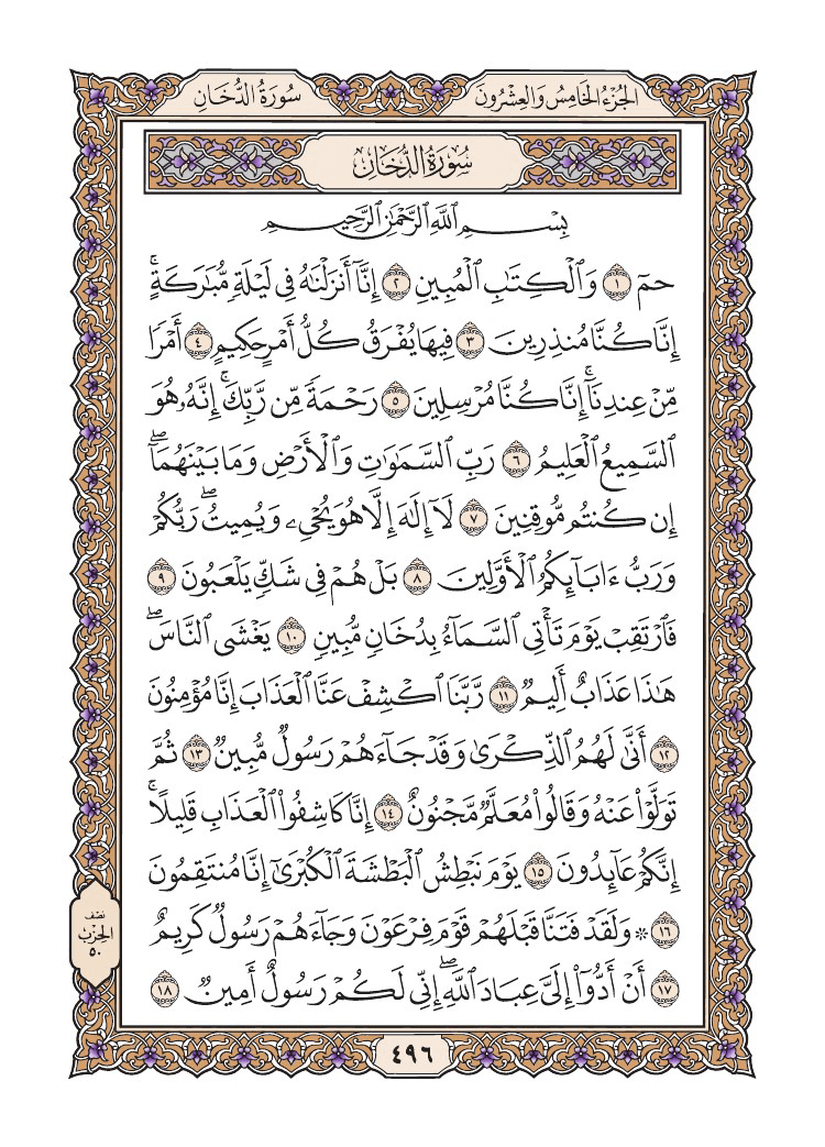 صفحة 496 من القرآن الكريم
