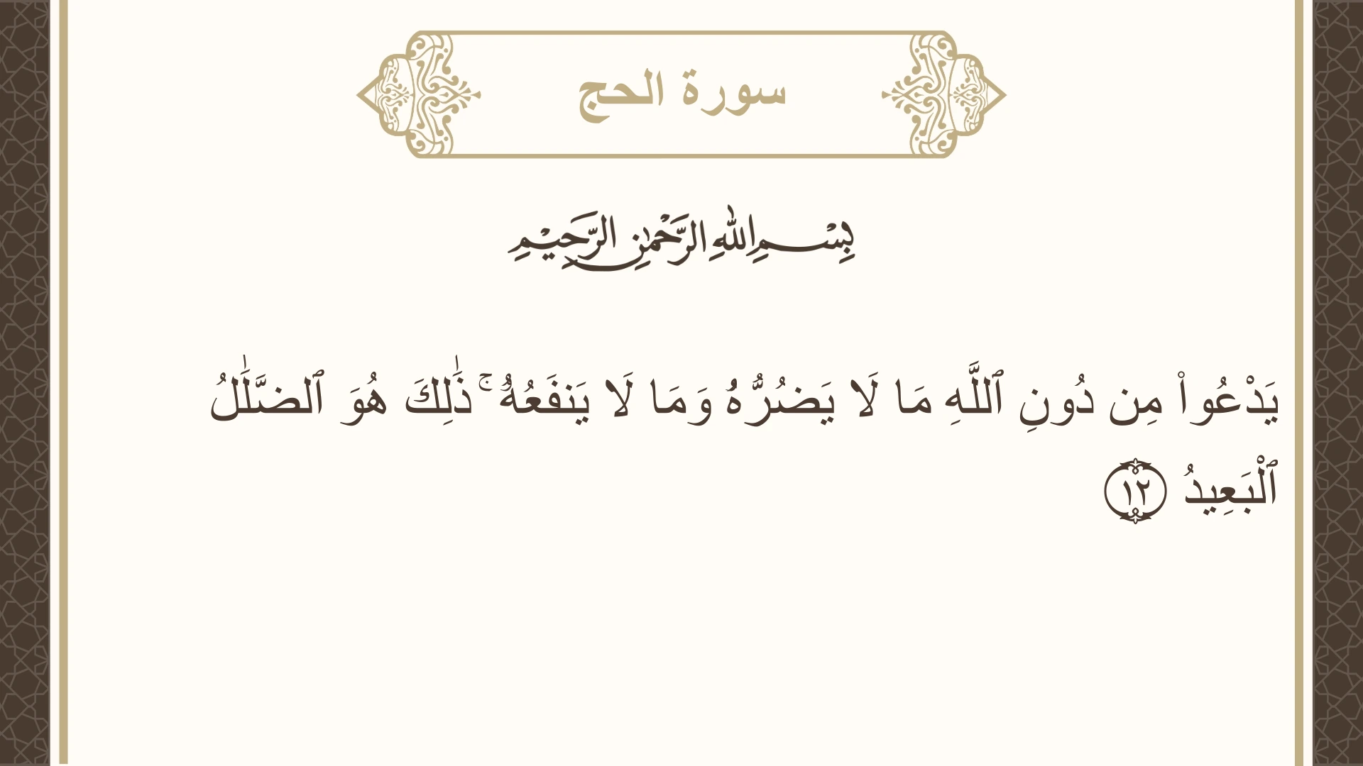 صورة سورة الحج الآية 12 مكتوبة بالتشكيل، صفحة 333، الجزء 17