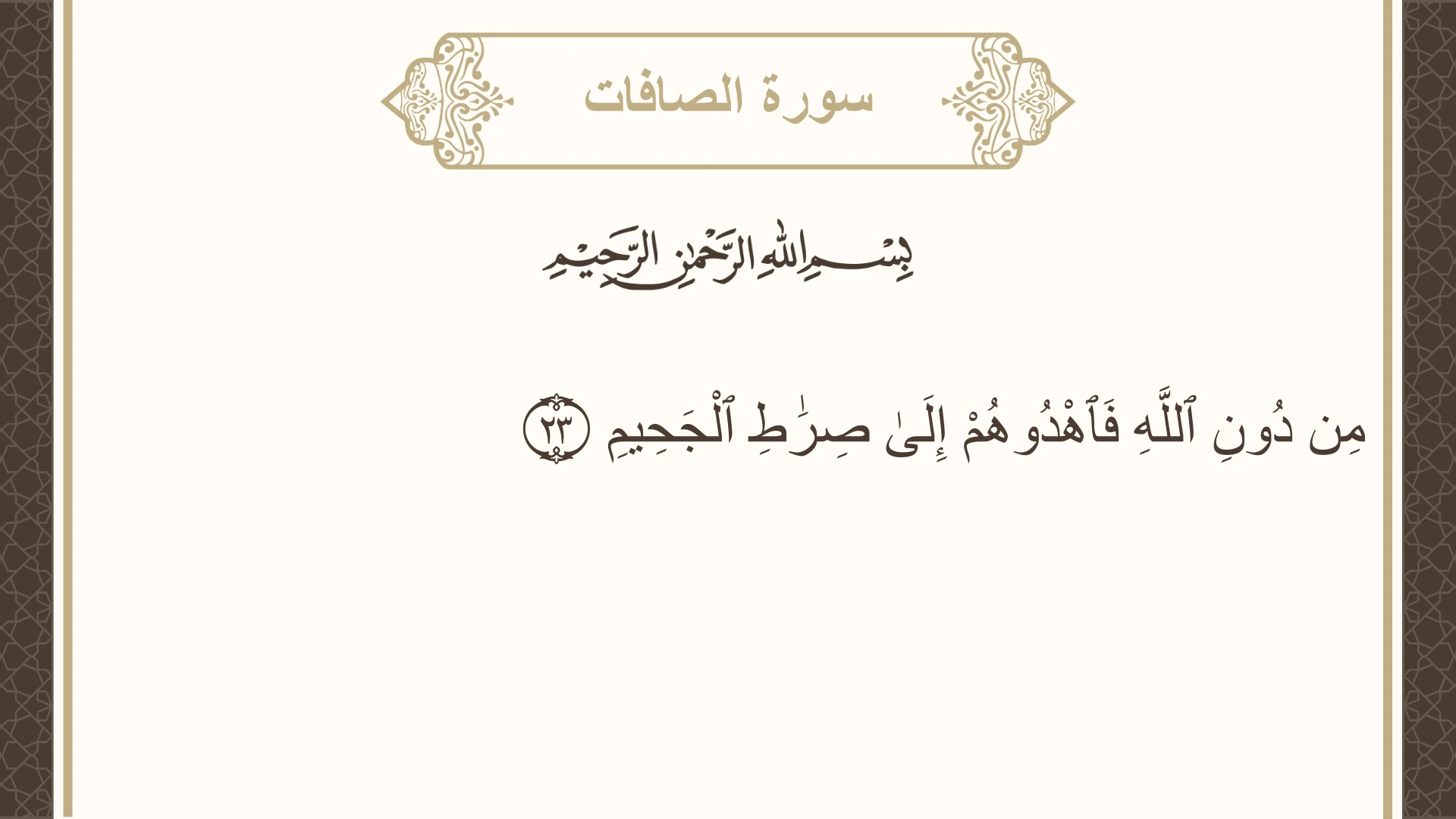 صورة سورة الصافات الآية 23 مكتوبة بالتشكيل، صفحة 446، الجزء 23