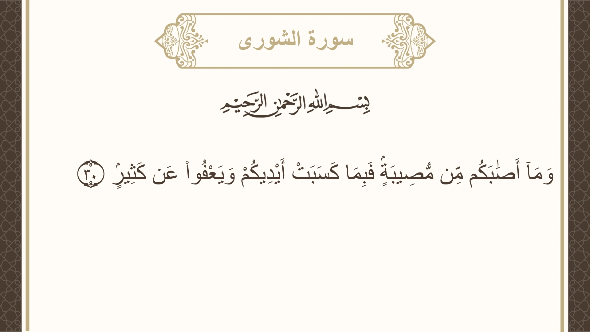 صورة سورة الشورى الآية 30 مكتوبة بالتشكيل، صفحة 486، الجزء 25