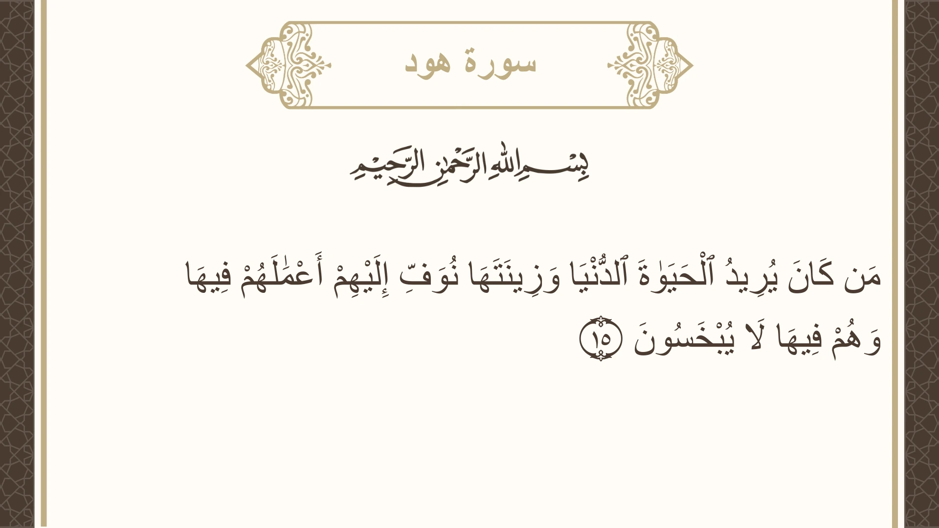 صورة سورة هود الآية 15 مكتوبة بالتشكيل، صفحة 223، الجزء 12