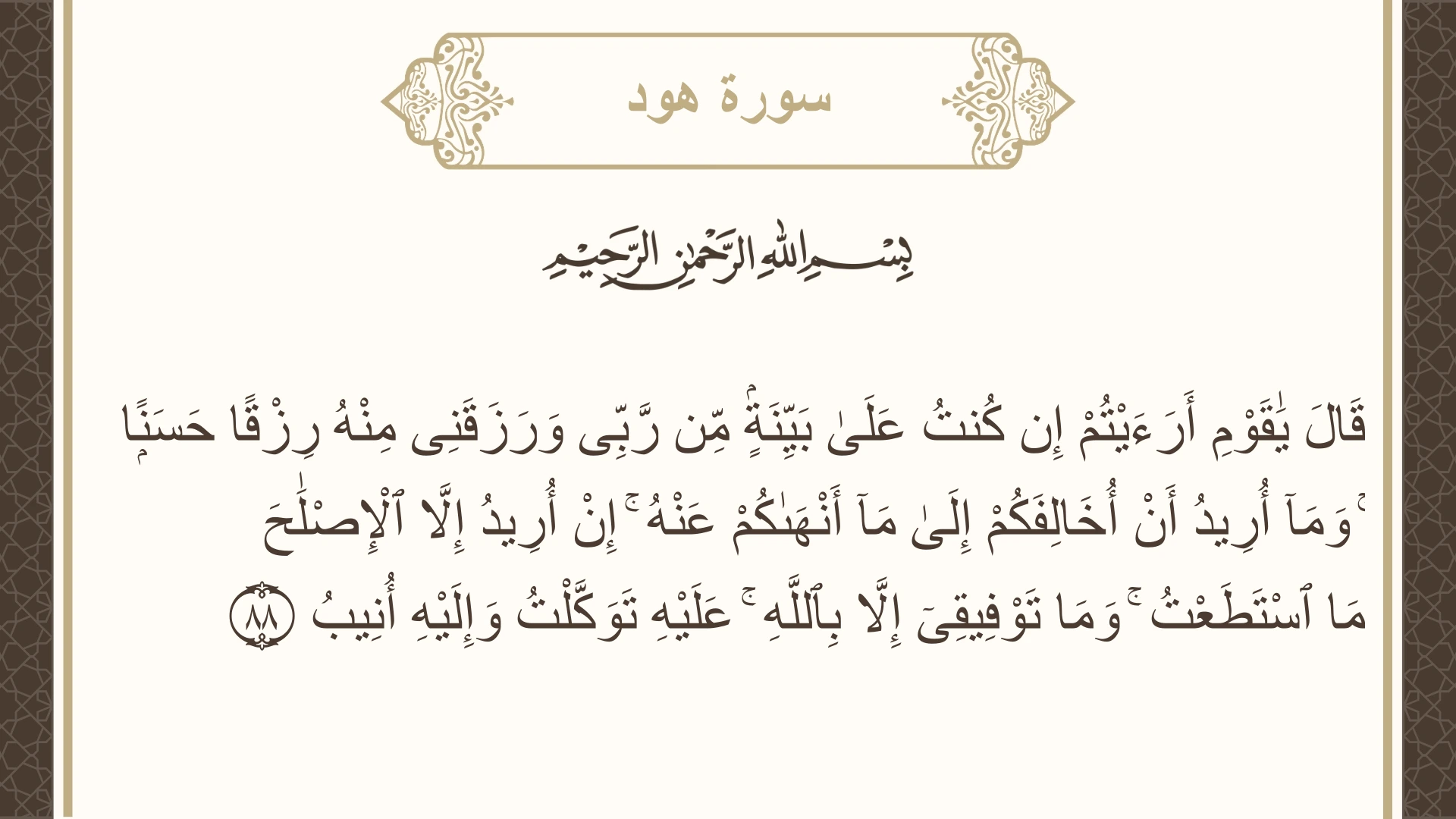 صورة سورة هود الآية 88 مكتوبة بالتشكيل، صفحة 231، الجزء 12
