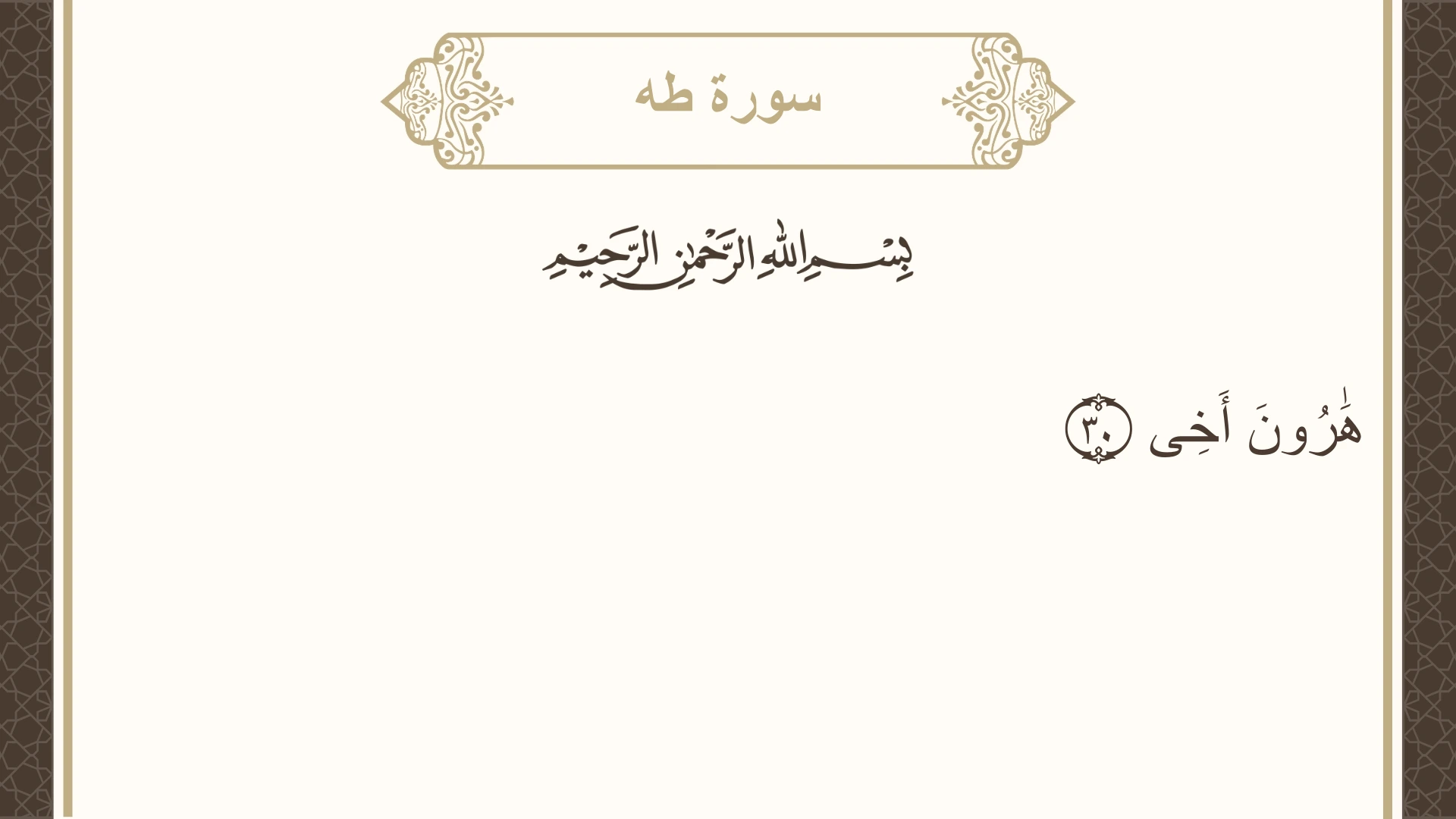 سورة طه الآية 30 مكتوبة بالتشكيل صورة سورة طه الآية 30 مكتوبة بالتشكيل، صفحة 313، الجزء 16
