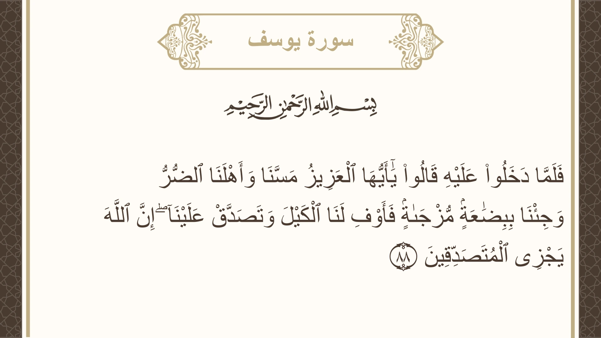 صورة سورة يوسف الآية 88 مكتوبة بالتشكيل، صفحة 246، الجزء 13